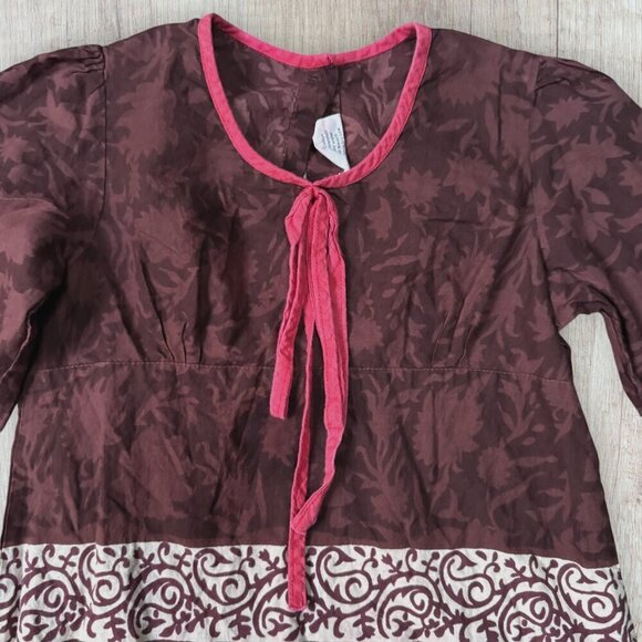 YO BABY Girls Fall Paisley Red Thanksgiving Printed Tie Cotton Shift Dress 7 - Picture 3 of 5
